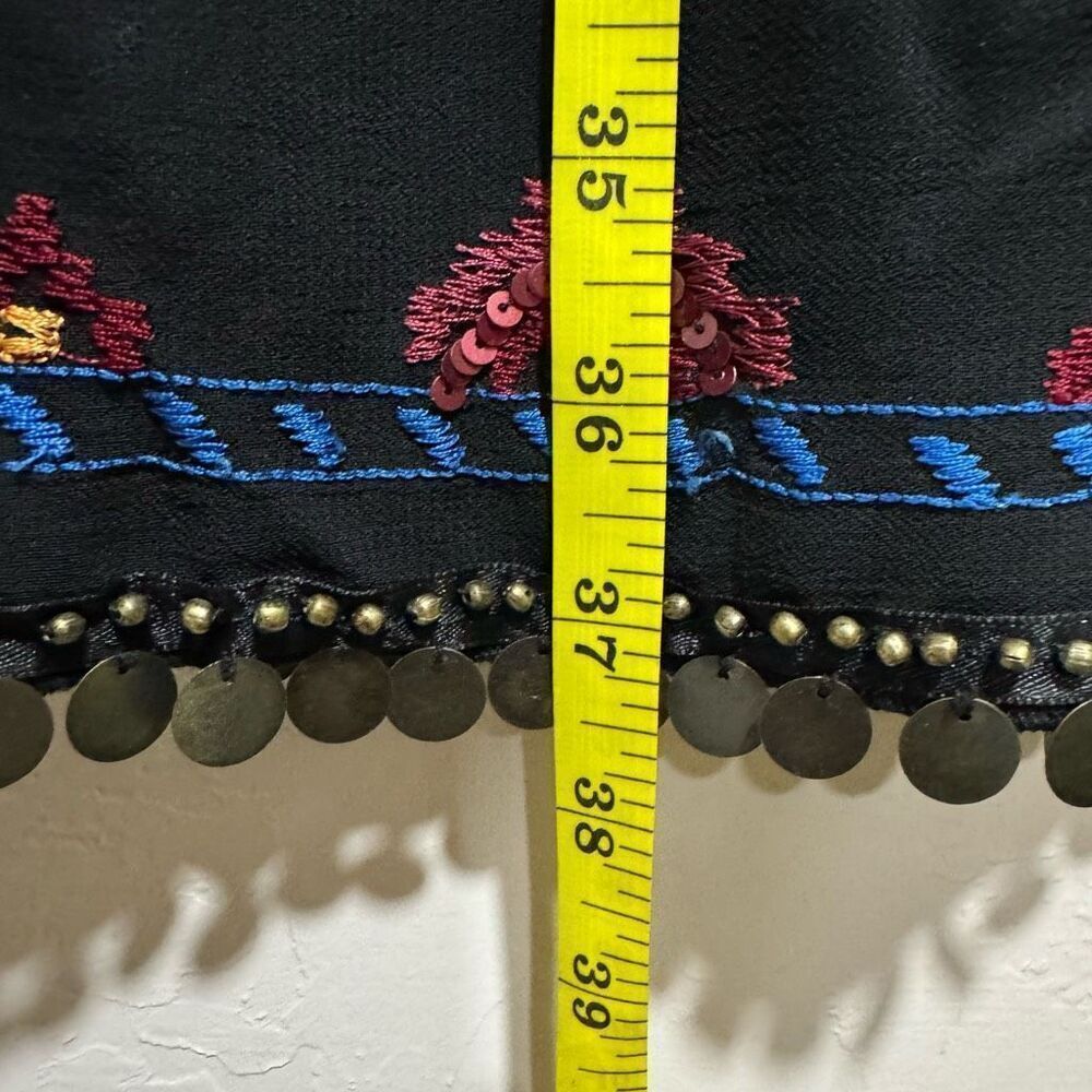 CHICOS Lied Gypsy Maxi Skirt with Embroidery and Coins size 1 - Picture 8 of 8